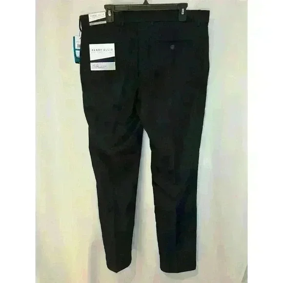 Perry Ellis Portfolio Men's Slim Fit Black Dress Pants Size 36x32 - Picture 2 of 15